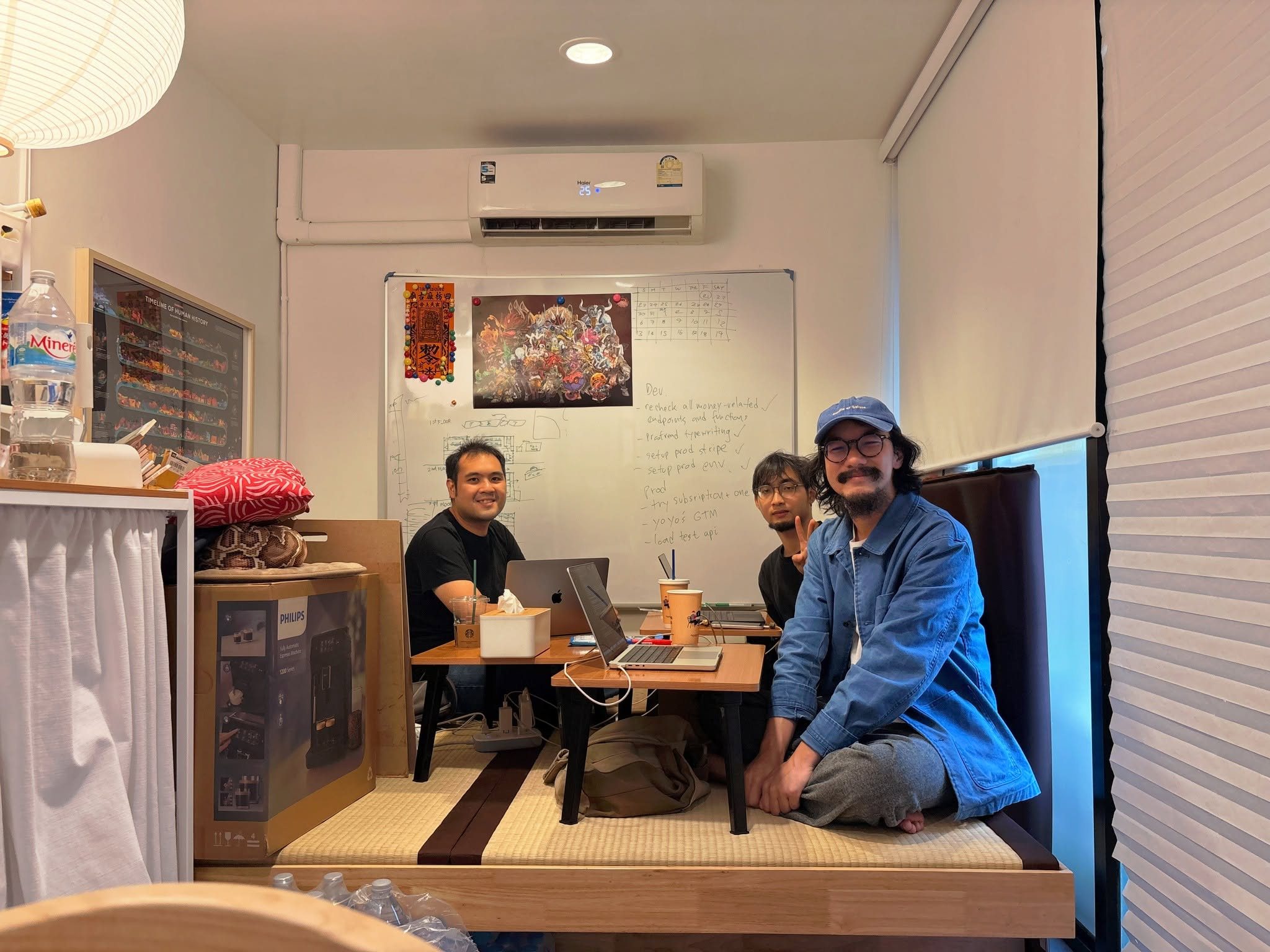 The three Paxa Labs founders working in their small office